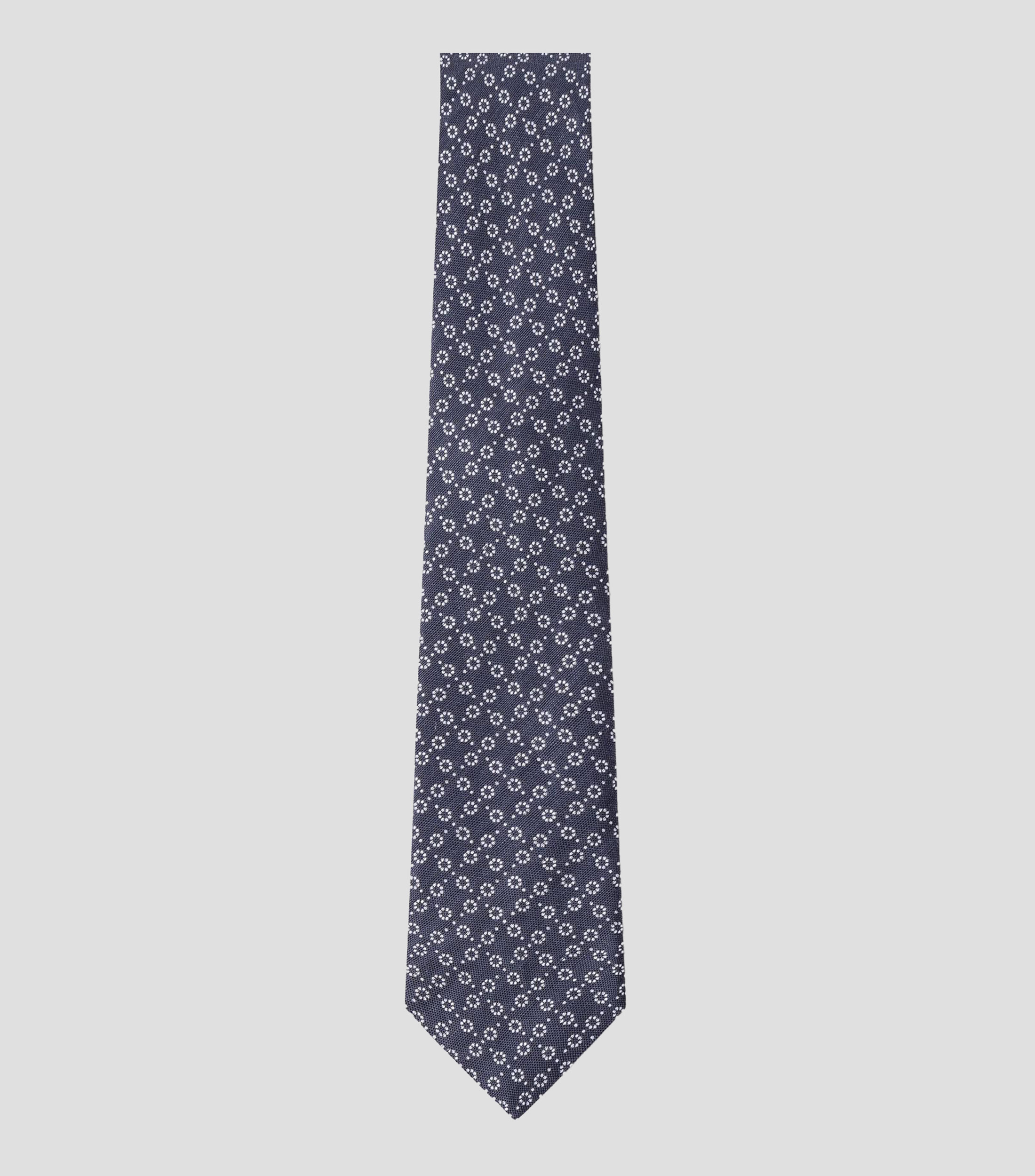 Corbata ancha en seda y lino con estampado